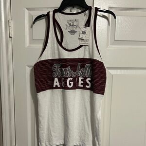 Pressbox Texas A&M White Tank with Maroon Trim. Razorback